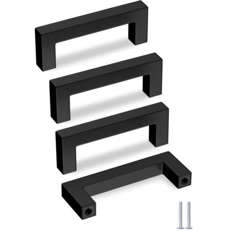 Juego de 4 tiradores para cajones de 7,6 cm, tiradores para muebles de cocina, de acero inoxidable negro, aptos para tocadores.