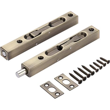 Cerradura de caja oculta de acero inoxidable, cerradura antirrobo de doble apertura, 15 cm (2 cerraduras, bronce antiguo).