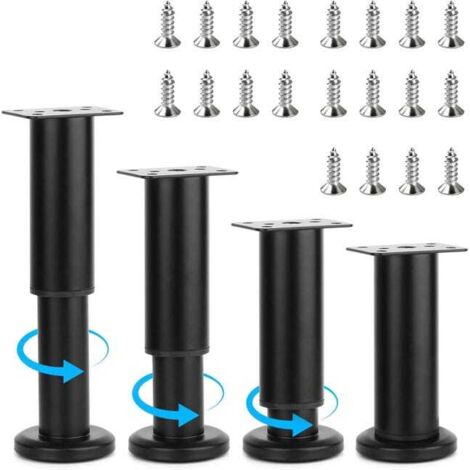 Juego de 4 patas para muebles, ajustables, con soporte de 18 a 30 cm, ideales para sofás, camas y armarios.