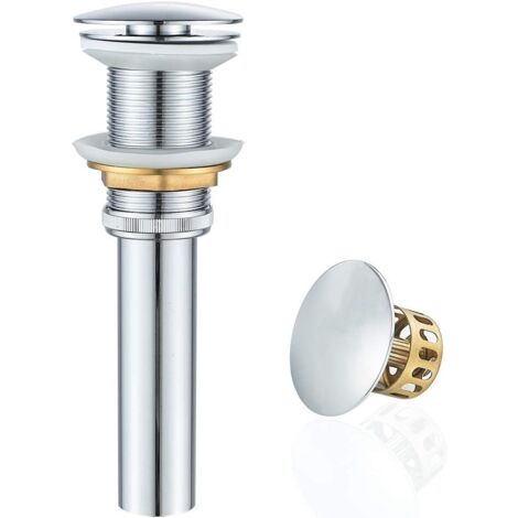 Desagüe para lavabo sin rebosadero, para lavabo o mueble de baño, tapón de desagüe emergente, acabado cromado.