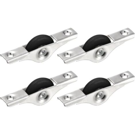 Rodillos de nailon de 30 mm para puertas correderas de muebles, mamparas, armarios y alacenas, con tornillos, paquete de 4, color negro y plateado.