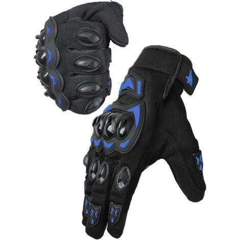 Guantes de moto para hombre y mujer - Transpirables - Compatibles con pantallas táctiles - Guantes de motocross - Ciclismo de montaña - Para conducir, montar en bicicleta, patinete, talla 2XL, azul