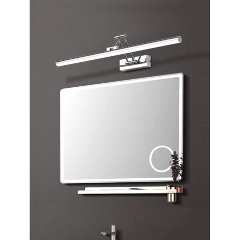 Aplique LED de pared para baño, con rotación de 180°, 3 colores ajustables, apto para tocadores y armarios (plateado, 40 cm, 7W).