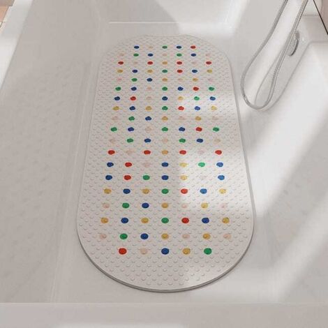 Alfombrilla antideslizante para bañera y ducha, 40 x 100 cm, antideslizante, segura para niños, blanca.