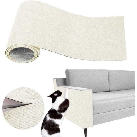 (Blanco roto, 40×200 cm) Alfombrilla adhesiva para rascador de gatos - Protector antiarañazos para sofá - Reemplazo para torre de gatos