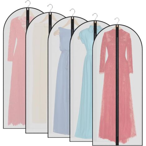 Funda para ropa, juego de 5 piezas, a prueba de polvo, con cremallera, apta para camisas, chaquetas y trajes (60 x 140 cm)