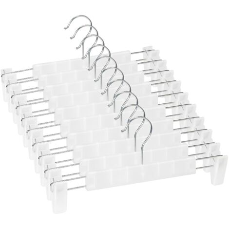 Juego de 10 perchas para pantalones, pinza para pantalones, percha antideslizante, correa para falda, pinza ajustable, gancho giratorio de 360°, transparente.