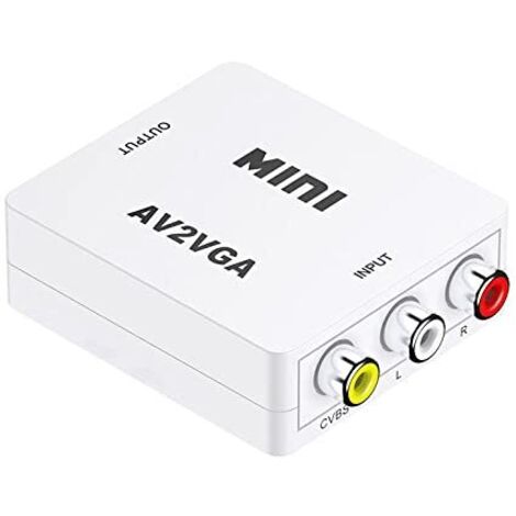 Convertidor de vídeo AV a VGA Mini AV2VGA RCA CVBS a VGA AV Box Convertidor de vídeo Convertidor de audio de 3,5 mm para PC HDTV-EPL-657VC.