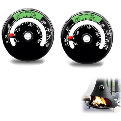 Termómetro magnético para estufa de leña, termómetro para chimenea, apto para conductos de chimenea de leña, indicador de temperatura del horno, 2 unidades.