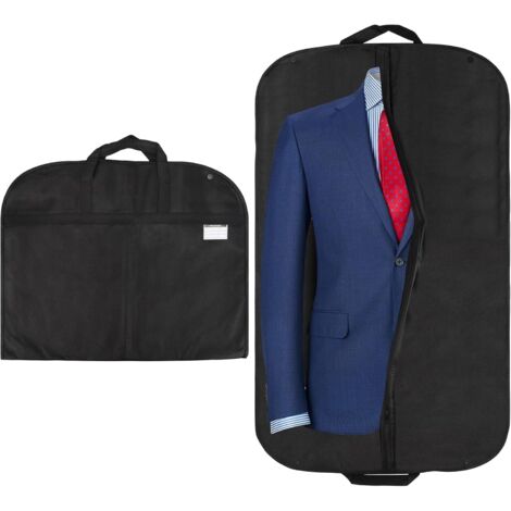 Bolsas de viaje para ropa, juego de 2 bolsas plegables y transpirables con asas, compartimento de almacenamiento con cremallera, 60 x 100 cm, color negro.