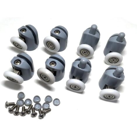 Juego de 8 rodillos/deslizadores/ruedas/poleas para puerta de ducha, 25 mm de diámetro - Repuestos para baño