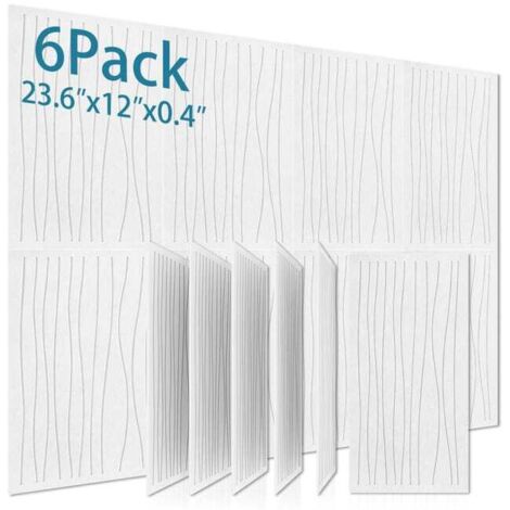 paneles autoadhesivos de PVC insonorizantes con rayas, adhesivo de pared con forma de cuadrícula, decoración sencilla, blanco.