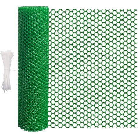 Rollo de malla metálica de 10 m x 40 cm, valla de plástico multiusos, malla metálica recortable para animales, color verde.