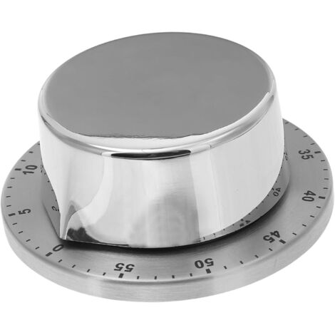 Temporizador de cocina de acero inoxidable, temporizador mecánico manual con base magnética, temporizador para cocinar y hornear (plateado)
