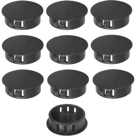 Tapones de plástico para tubos y postes de valla, de clip, de encaje a presión - 30 mm, negros, paquete de 10 unidades.