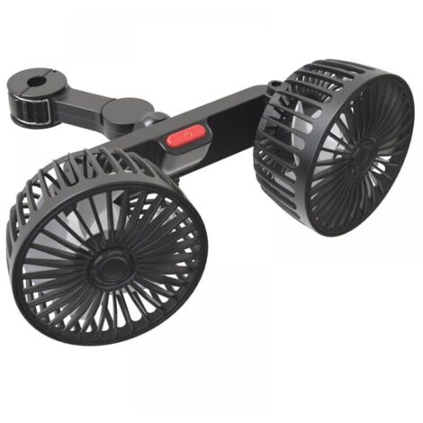Ventilador de coche de doble cabezal, ventilador de refrigeración USB, ventilador de 3 velocidades, potente flujo de aire. (1/4)