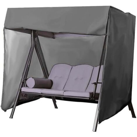 Funda para columpio de exterior, apta para una hamaca de tres personas, de 220 cm de largo x 125 cm de ancho x 170 cm de alto, de color gris. (1/5)