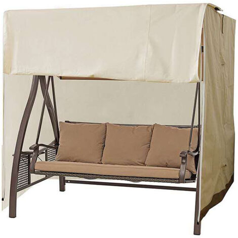 Funda para columpio de exterior, apta para una hamaca de tres personas, de 220 cm de largo x 125 cm de ancho x 170 cm de alto, color beige. (1/4)