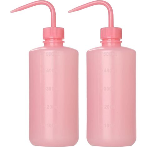 Dos botellas de 500 ml con tapones curvos, ideales para regar suculentas y para uso medicinal, color rosa. (1/5)