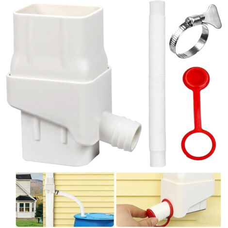 Kit de recolección de agua de lluvia con salida compatible para bajante de 2" x 3" y colector de agua de lluvia para manguera de jardín.