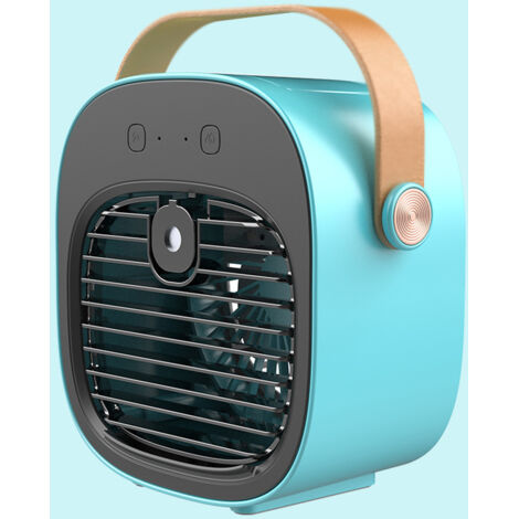 Aire acondicionado portátil verde, mini ventilador portátil refrigerado por agua, ventilador silencioso de tres velocidades, ventilador de escritorio USB (azul)