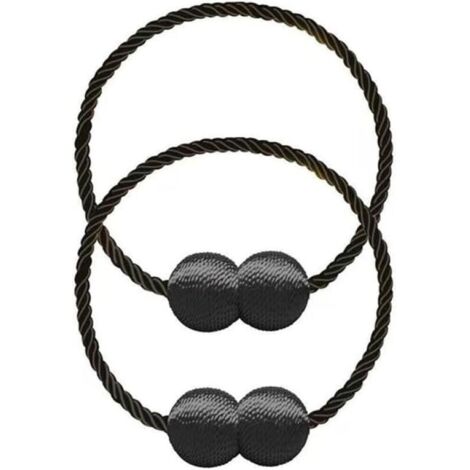 Clips magnéticos de velcro, aptos para el hogar y el dormitorio, para decorar cortinas (negros, 2 por paquete). (1/5)