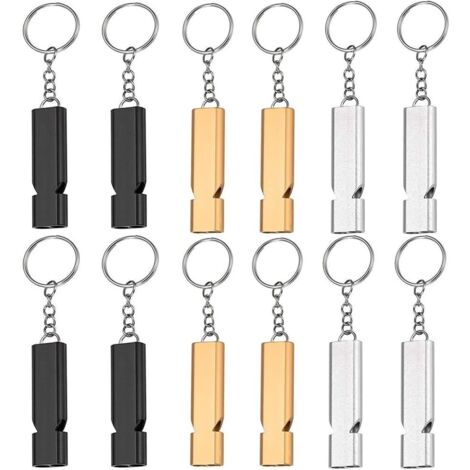 Paquete de 12 silbatos de emergencia potentes para supervivencia en exteriores, con doble tubo, silbato de rescate de alta calidad para natación, caza y más.