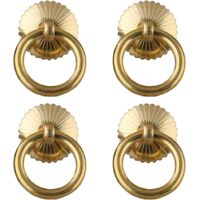 Juego de 4 tiradores de latón antiguo estilo chino para muebles de cocina, armarios y cajones, estilo retro, tiradores pequeños (dorados).