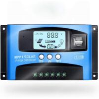 Controlador de carga solar de 60 A para paneles solares y baterías de 12 V/24 V con pantalla LCD y dos puertos USB de 5 V.
