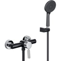 ONECE Colonne de Douche Mécanique Noir, Robinet de Bains avec Douchette 3 Jets Modes, Ensemble de Douche Température Réglable, Mitigeur Douche Mécanique