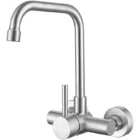 ONECE Robinet de Cuisine Mural, Distance des Trous d'eau Chaude et Froide 110mm, Mitigeur Mural Rotatif à 180°, Aérateur Démontable, Mitigeur Cuisine Encastré en Acier Inoxydable 304, Brossé