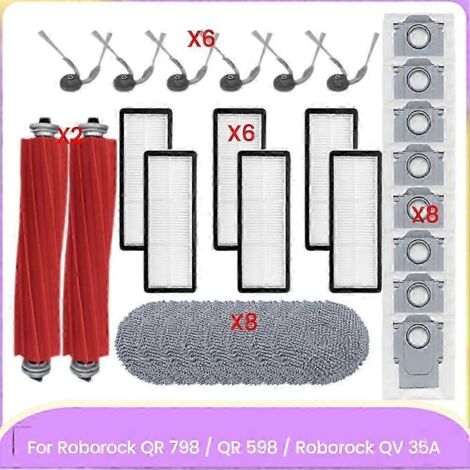 Pièces détachées pour Roborock QR 798 / QR 598 / QV 35A : brosse, filtre HEPA, chiffon de nettoyage, sac à poussière et accessoires de nettoyage performants (1/5)