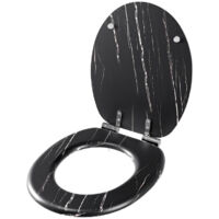 Abattant WC, Siège de Toilette MDF, MEEJEE Lunette WC Universelleen bois Forme O, Frein Chute,Montage Inférieur Facile-Motif en Marbre