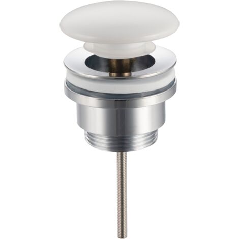 Bonde de lavabo en laiton Click-Clack modèle D universelle pour lavabo 1/4 de pouce avec tête en céramique blanche (1/5)