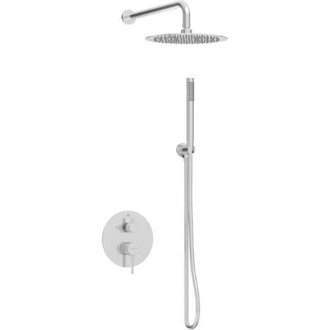 BALNEO Système de douche avec pommeau de pluie argent brossé Acier inoxydable Mitigeur de douche avec douchette CASCADE INOX