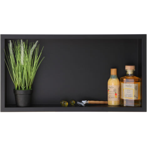 BALNEO - niche murale 60x30x7 cm noire en acier inoxydable WALL-BOX - étagère de salle de bain