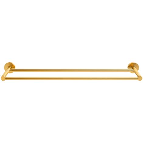 BALNEO - double barre porte-serviettes en acier inox doré brillant - porte-serviettes 60 cm QUBE inoxydable - barre de salle de bain (1/2)