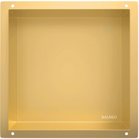 BALNEO - niche murale 30x30x10 cm dorée en acier inoxydable WALL-BOX NO RIM - étagère murale encastrée sans cadre (1/4)