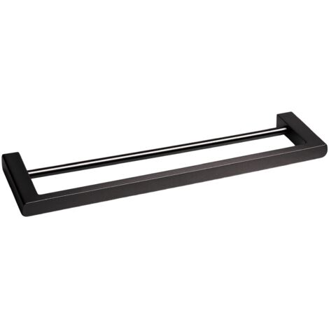 BALNEO - double barre porte-serviettes en acier inox noir - porte-serviettes 60 cm QARX inoxydable - barre de salle de bain (1/4)