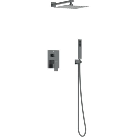 BALNEO Système de douche avec pommeau de pluie GUN METAL gris foncé Acier inoxydable Mitigeur de douche avec douchette CASCADE