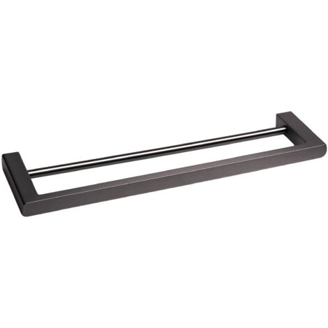 BALNEO - double barre porte-serviettes en acier inox anthracite Gun Metal - porte-serviettes 60 cm QARX inoxydable - barre de salle de bain (1/4)
