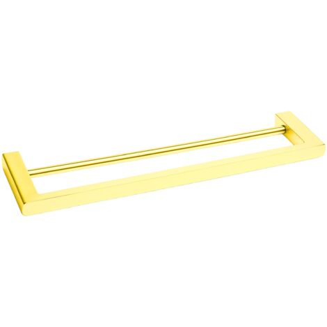BALNEO - double barre porte-serviettes en acier inox doré brillant - porte-serviettes 60 cm QARX inoxydable - barre de salle de bain (1/4)