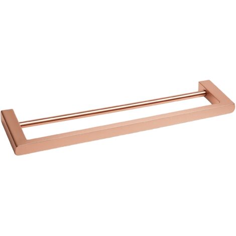 BALNEO - double barre porte-serviettes en acier inox cuivré - porte-serviettes 60 cm QARX inoxydable - barre de salle de bain (1/4)