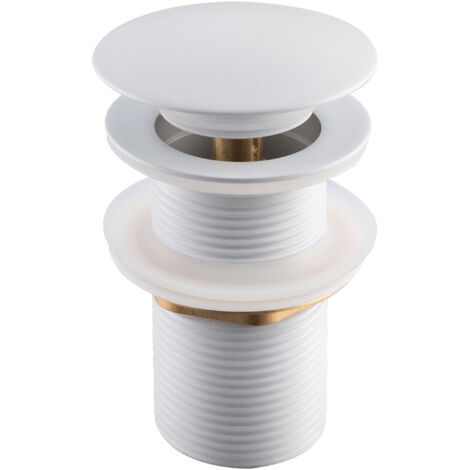 Bonde de lavabo en laiton Click-Clack modèle A universelle pour lavabo 1/4 de pouce sans trop-plein blanche (1/5)