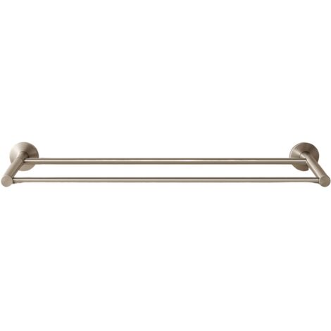 BALNEO - double barre porte-serviettes en acier inox argenté INOX - porte-serviettes 60 cm QUBE inoxydable - barre de salle de bain (1/2)