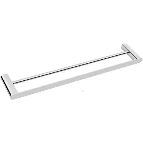 BALNEO - double barre porte-serviettes en acier inox argenté chromé - porte-serviettes 60 cm QARX inoxydable - barre de salle de bain (1/4)