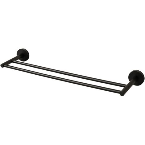 BALNEO - double barre porte-serviettes en acier inox noir - porte-serviettes 60 cm QUBE inoxydable - barre de salle de bain (1/2)