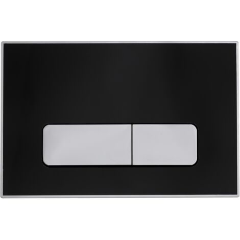 Balneo Plaque de commande WC IXO noire - plaque encastrée pour bâti-support - double touche 2 fonctions (1/4)