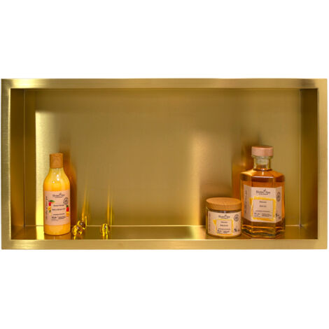 BALNEO - niche murale 60x30x7 cm dorée en acier inoxydable WALL-BOX - étagère de salle de bain