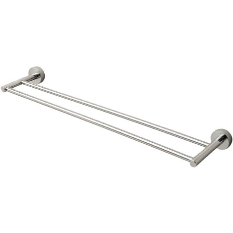 BALNEO - double barre porte-serviettes en acier inox argenté chromé - porte-serviettes 60 cm QUBE inoxydable - barre de salle de bain (1/2)